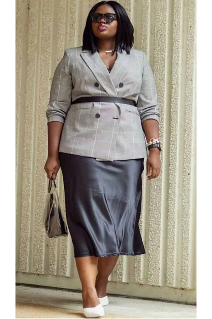 belted blazer plus size wedding guest